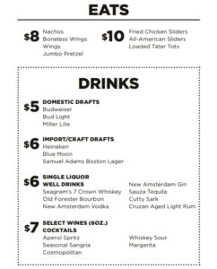 Hard Rock Cafe Happy Hour Menu